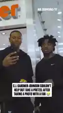 In a candid moment after posing for a photo with a fan, C.J. Gardner-Johnson can't resist grabbing a pretzel. This lighthearted interaction captures the player's approachable side. by @nfl with Original Sound by nfl