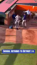 Watch Detroit Tigers pitcher Tarik Skubal make his return to Comerica Park for a special game. This short clip captures his arrival at the dugout, his focused pre-game warm-up routine, and the electric atmosphere of the stadium as he prepares to take the mound. by @yahoosports with Original Sound by yahoosports