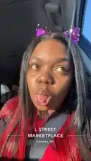 오리지널 사운드 포함 @brattyluhbaby 님이 만든 A fun, candid selfie of Baby 💫 inside a car at L Street Marketplace in Omaha, NE. She’s rocking a vibrant red and black hair color, playful purple sequin cat ears, and making a silly face with her tongue out. Bright sunlight highlights her bold style, capturing a lighthearted moment during a day out.