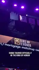 This video captures the emotional moment of Diana Taurasi being officially honored with her jersey number retired by the Phoenix Mercury. The camera pans across the arena, showing the new 'TAURASI 3' banner hanging alongside other legends like 'TIMMS 7' and 'TAYLOR 13'. On the court, Taurasi, dressed in a black suit, waves to the cheering crowd during her Ring of Honor ceremony. by @wnba with Original Sound by wnba