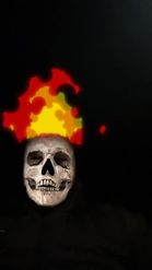 Preview for a Spotlight video that uses the Flaming Skull Lens