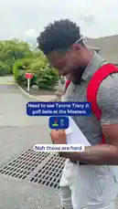 A New York Giants player is the subject of a prank involving special golf balls. He receives a personalized ball with a celebrity face, leading to a humorous conversation about its value and authenticity. The prank culminates on a putting green where he attempts to putt one of the balls, highlighting the fun and lighthearted interaction. by @newyorkgiants with newyorkgiants by Original Sound