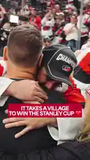 The Carolina Hurricanes celebrate their Stanley Cup victory with heartfelt embraces, confetti showers, and joyful moments on the ice. Players share emotional hugs with family and loved ones amidst a sea of red and white confetti, capturing the ultimate triumph of teamwork. by @nhl with Original Sound by nhl