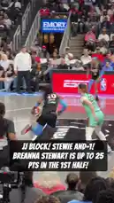 This clip captures a pivotal moment from a WNBA playoff game. A player in a light blue uniform drives aggressively to the basket, drawing multiple defenders. She executes a skillful move, possibly a layup or a pass, under pressure. The play concludes with her teammates rushing to congratulate her, highlighting the team's chemistry and excitement during the high-stakes game. by @wnba with Original Sound by wnba