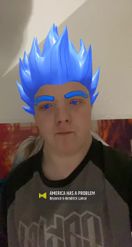 Preview for a Spotlight video that uses the Blue Spiky Hair Lens