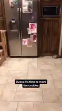 Watch as a resourceful toddler uses a wooden step stool to climb her way onto the refrigerator door, reaching into the top cabinet to sneakily grab cookies. Her playful determination and impressive climbing skills make for a hilarious and heartwarming moment. This adorable scene captures the classic 'I want cookies' energy perfectly. by @eirakoze64 with Original Sound by Snapchatter
