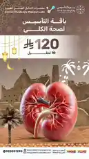 This promotional video from Correct Evidence Medical Labs announces a special health package for Saudi Founding Day. For just 120 SAR, customers can get a comprehensive kidney function test including Urea, Creatinine, e-GFR, Sodium, Potassium, Chloride, Urine Analysis, and Albumin/Creatinine ratio. The offer is valid until the 10th, and the ad features festive Ramadan decorations like lanterns and palm trees. by @correctevidence with Original Sound by correctevidence