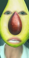 Preview for a Spotlight video that uses the Avocado Head Lens