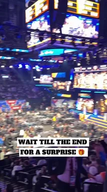 Experience the electric atmosphere of the New York Knicks' 2026 NBA Draft night live from Barclays Center. The video captures the team's front office and staff celebrating on stage amidst pyrotechnics and smoke, while fans in the arena cheer loudly and record the moment on their phones. Large screens display the draft order and reactions, creating an immersive experience for all. by @nba with Original Sound by nba