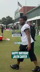 This behind-the-scenes look at the Philadelphia Eagles features players celebrating a teammate's birthday with fun pranks and games. From a 'tickle fight' in the locker room to a silly sandwich-cutting challenge, the team shares lighthearted moments before hitting the practice field. by @eagles with Original Sound by eagles