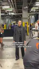 WNBA legend Diana Taurasi arrives with her family for her Ring of Honor and jersey retirement ceremony. She is seen walking through a venue with her children, waving to fans and staff, celebrating a monumental achievement in her basketball career. by @wnba with Original Sound by wnba