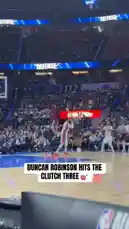 In a tense final moment of the game, Duncan Robinson receives a pass near the three-point line with only seconds remaining on the clock. He calmly shoots over the defender, sinking the ball through the net as the buzzer sounds, securing a crucial victory for the Detroit Pistons. by @nbapistons with Original Sound by nbapistons