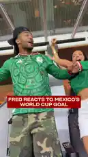 Witness the raw emotion as Fred erupts in joy after Mexico scores a crucial goal during the FIFA World Cup. Surrounded by fellow fans in green jerseys, he shares an electric moment of national pride and excitement. This viral-style clip captures the essence of global sports fandom. by @sf49ers with Original Sound by sf49ers