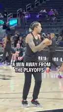 This dynamic video captures a WNBA team during a high-stakes practice session. Players are seen executing various drills, including ball handling and shooting, showcasing their focus and athleticism. The on-screen text 'A WIN AWAY FROM THE PLAYOFFS' highlights the critical importance of their upcoming game, adding a layer of drama and urgency to their training. by @wnba with Original Sound by wnba