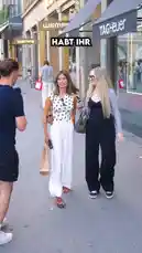 A street interview with two women who agree to call their parents to ask for money for expensive clothes. One woman calls her father to buy a dress and top from Zara, while the other calls her mother to buy a pair of dream shoes costing €310. The video captures their reactions and the surprising outcomes of their requests. by @finnel with Original Sound by finnel