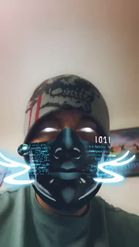 Preview for a Spotlight video that uses the Futuristic Mask Lens