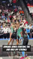 Watch the intensity of a live WNBA game unfold! This clip captures a fast-paced moment where a player in a light green jersey drives aggressively to the basket, showcasing the athleticism and competitive spirit of professional women's basketball. by @wnba with Original Sound by wnba