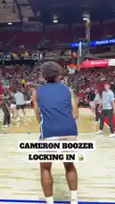Watch top prospect Cameron Boozer showcase his elite skills during pre-game warmups at the NBA Summer League. He delivers a powerful dunk and hits multiple jump shots, demonstrating why he's considered one of the most promising young talents in the game. by @nba with Original Sound by nba