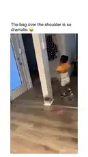 Watch this adorable little girl perfectly mimic adults by carrying her orange bag over one shoulder like a pro! She walks out the door with serious 'exit' vibes before heading upstairs. It's hilarious and heartwarming! by @eirakoze64 with Original Sound by gee_withthetea