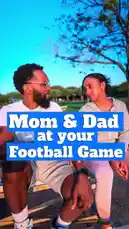 A couple, presumably parents, arrive at their child's football game. They walk onto the bleachers, settle in, and chat while watching the game. The man sips his drink as they share a relaxed moment together. by @theclassiiics with Original Sound by theclassiiics