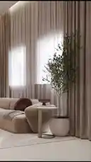 Explore a serene and contemporary living space with neutral tones and elegant decor. This tour showcases a beige sectional sofa, stylish side tables, abstract wall art, and a large TV unit, all illuminated by soft ambient lighting. Experience the calm aesthetic of modern interior design. by @construct151 with construct151 by Original Sound