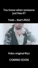 A teaser for K-dev's upcoming 'Rizz' song drops with bold text and a stylish performer. The video poses the question, 'You know when someone just Has it?' followed by 'Yeah... that's RIZZ,' setting the stage for a new release. by @k_dev170 with Original Sound by k_dev170