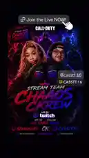 Watch the Stream Team Chaos Crew go live on Twitch for an intense Call of Duty session. Featuring streamer @casstt.16 and partner SeriouslyFD, this high-energy broadcast promises competitive gameplay, team strategy, and real-time fan interaction. Don't miss the moment—click 'Join the Live NOW!' and be part of the action. by @seriouslyfd with original sound