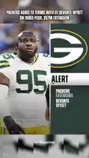 The Green Bay Packers have agreed to terms on a three-year, $57 million extension with defensive tackle Devonte Wyatt. This graphic highlights the team and player, marking a significant move to bolster their defensive line. by @nfl with Original Sound by nfl