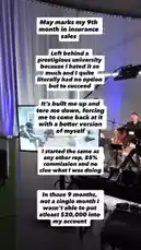 This video features David Urbanowicz sharing his journey in insurance sales. He discusses leaving university, starting from scratch with no commission, and achieving financial success by putting at least $20,000 into his account every month for nine months. by @durbanowicz with Original Sound by durbanowicz