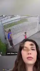 In a tense real-life moment captured on camera, a man quickly reacts to save a young girl who has become trapped under a large, automated gate. As she hangs precariously from the descending metal bars, he rushes forward and lifts her to safety just before the gate closes completely. This dramatic rescue showcases split-second reflexes and highlights potential dangers associated with automatic gates. by @eirakoze64 with OMG by White Gangster