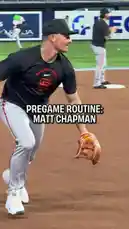 This behind-the-scenes look at San Francisco Giants third baseman Matt Chapman's pre-game routine shows him warming up with agility drills, fielding ground balls, signing autographs for fans, and taking batting practice before heading onto the field. The video provides an intimate glimpse into the preparation of a Major League Baseball player. by @sfgiants with Original Sound by sfgiants