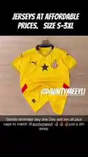 A showcase of various Ghana national football team jerseys available for purchase. The video displays multiple designs, including home, away, and special edition kits, highlighting their colors, patterns, and details such as the 'GHANA' lettering and the Black Star emblem. Text overlays promote affordable pricing and a wide range of sizes from S to 3XL. by @be-sassyish with Original Sound by be-sassyish