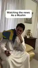 A man in traditional attire shares his reaction to news about a shooter. He expresses relief upon hearing the suspect is not Muslim, but then reacts with disbelief and frustration as the report reveals the individual converted to Islam and adopted a series of names. by @itz.miirah with Original Sound by itz.miirah