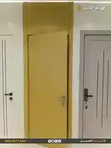 Explore sleek interior door designs and installation techniques showcased by الهيكل الثابت للمقاولات. This visual guide highlights contemporary styles, including light wood grain, minimalist white, and textured gray doors, perfect for modern home renovations. by @fixedstructure with original sound