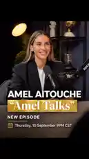 In this exclusive preview, Amel Aitouche announces her brand-new episode of 'Amel Talks,' set to release on Thursday, September 10th at 9 PM CST. The promotional clip features Amel seated confidently in a professional studio setup, smiling warmly into the camera with a Rode microphone in front of her. Her polished black blazer and white top contrast against the dark, elegant backdrop adorned with trophies and soft lighting, suggesting a theme of success, personal growth, and high-achieving lifestyles. This episode promises insights into the journey behind Code Behind Success, blending lifestyle, motivation, and real-world experiences. Don't miss the latest installment where inspiration meets strategy. by @codebehindsucce with original sound