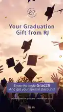Celebrate your graduation milestone with RJ! This promotional video shows graduates joyfully tossing their caps in the air against a beautiful sunset. It's a limited-time offer for new grads. Learn how to enter the code 'Grad26' to get your special discount. by @rjrobes with original sound
