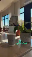 This serene video captures a tranquil morning setting. A disposable coffee cup with the phrase 'Sincerely Done' sits on a polished stone countertop next to a lush green potted plant. Sunlight streams through large windows into a modern, minimalist interior space, creating a calm and inviting atmosphere. The stillness of the scene evokes feelings of relaxation and quiet contemplation. by @karim.alsaleh with النفس تقبل مثل ماتقبل الخيل by 🐎