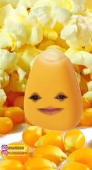 Preview for a Spotlight video that uses the Popcorn face Lens