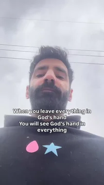 In this short, reflective clip, Mian Zaman looks upward thoughtfully while a powerful message about faith and surrender appears on screen. The text reads, 'When you leave everything in God's hand, you will see God's hand in everything.' This moment captures a personal, spiritual sentiment, encouraging viewers to trust in divine guidance. by @zamanhere with Original Sound by zamanhere