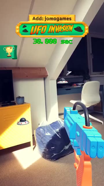 Preview for a Spotlight video that uses the UFO Invasion Lens