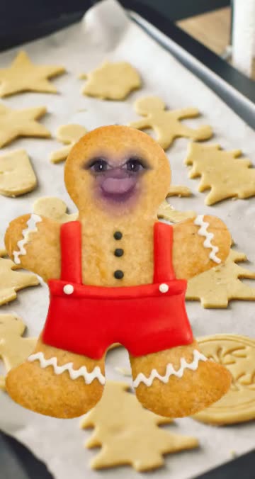Preview for a Spotlight video that uses the Baking Cookie Face Lens