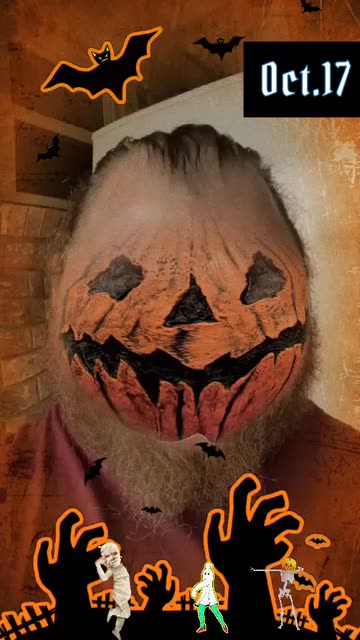 Preview for a Spotlight video that uses the PUMPKIN MASKS Lens