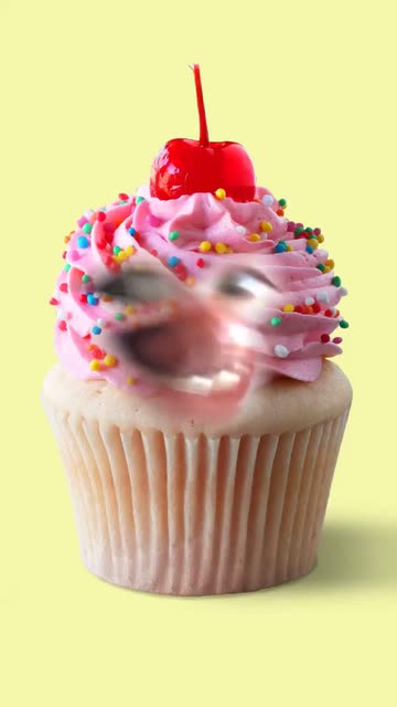 Preview for a Spotlight video that uses the cute cupcake Lens