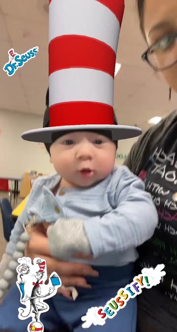 Preview for a Spotlight video that uses the Dr Seuss Hat Lens