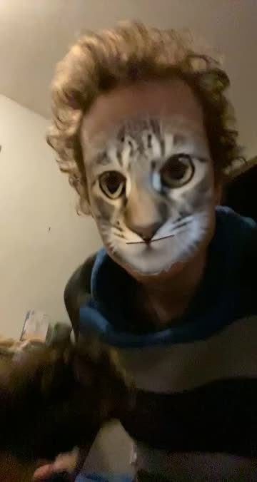 Preview for a Spotlight video that uses the cat-face Lens