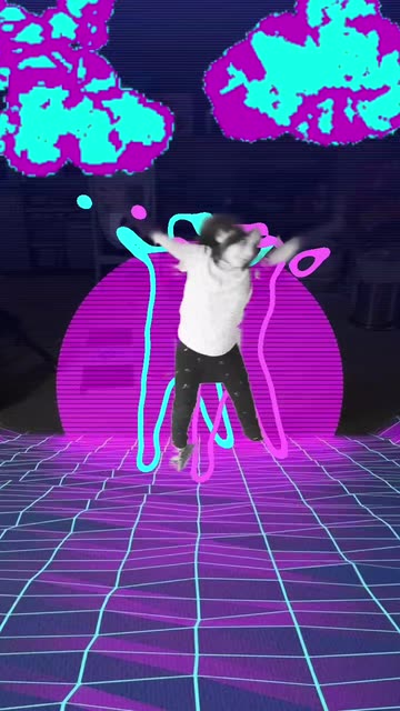 Preview for a Spotlight video that uses the Synthwaves Lens