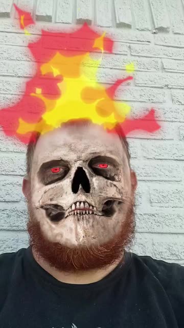 Preview for a Spotlight video that uses the Flaming Skull Lens