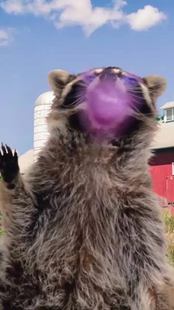 Preview for a Spotlight video that uses the Raccoon Say Hello Lens