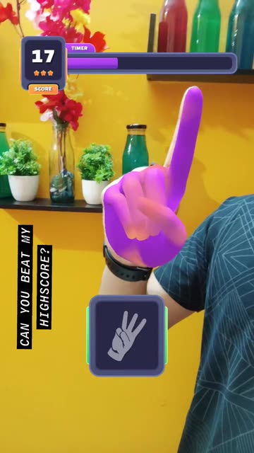 Preview for a Spotlight video that uses the Hand Gesture Game Lens