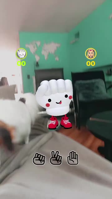 Preview for a Spotlight video that uses the Rock Paper Scissors Lens